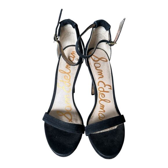 Sam Edelman Black Suede Stiletto Heels Open Toe Sandals Shoes Date Night Size 9 - Picture 8 of 11